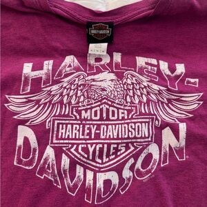Harley-Davidson White Graphic on Magenta Tee